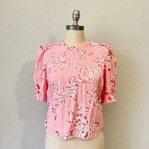 Ted Baker Meliha Puff Sleeve Boxy Tie-back Floral Top TED Size 1